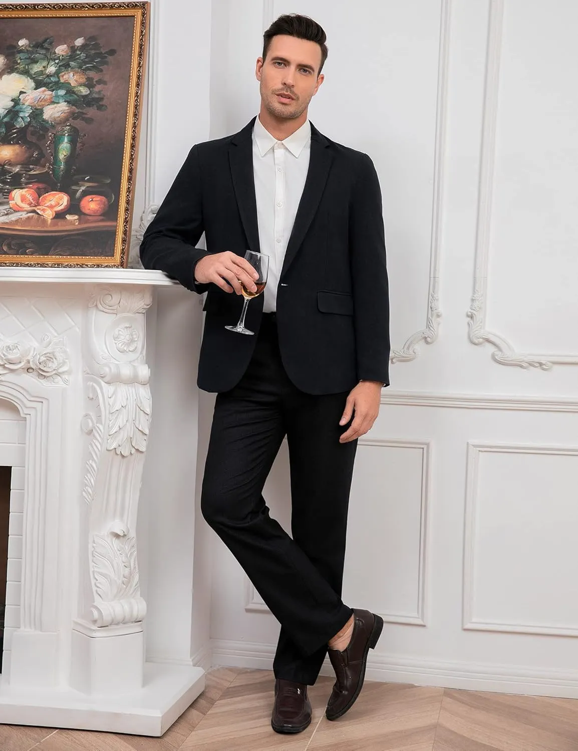 TURETRENDY Men's Casual Blazer Sport Coat Slim Fit One Button Suit Lightweight Sport Jacket
