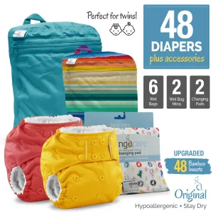 Twins Cloth Diaper Bundle - Original with Bamboo Inserts :: 48 pack 