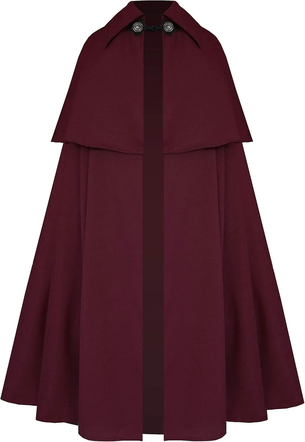 Victorian Vagabond Steampunk Gothic Renaissance Historical Epaulet Cape Cloak Burgundy