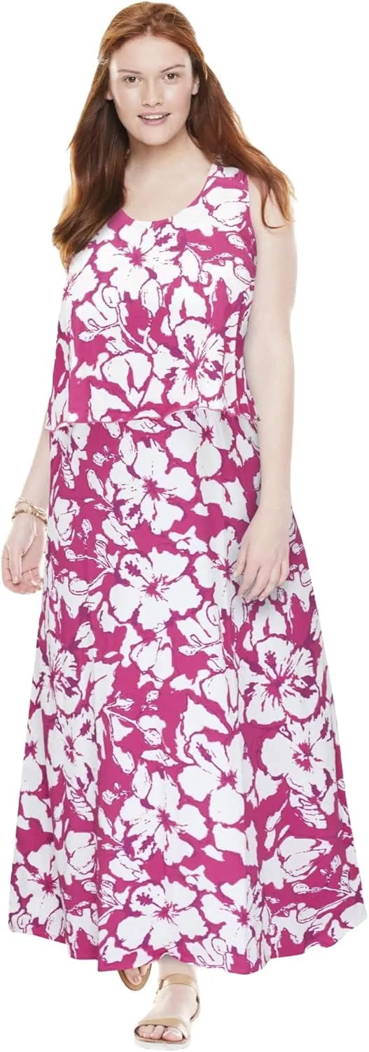 Woman Within Plus Size Layered Popover Maxi Dress