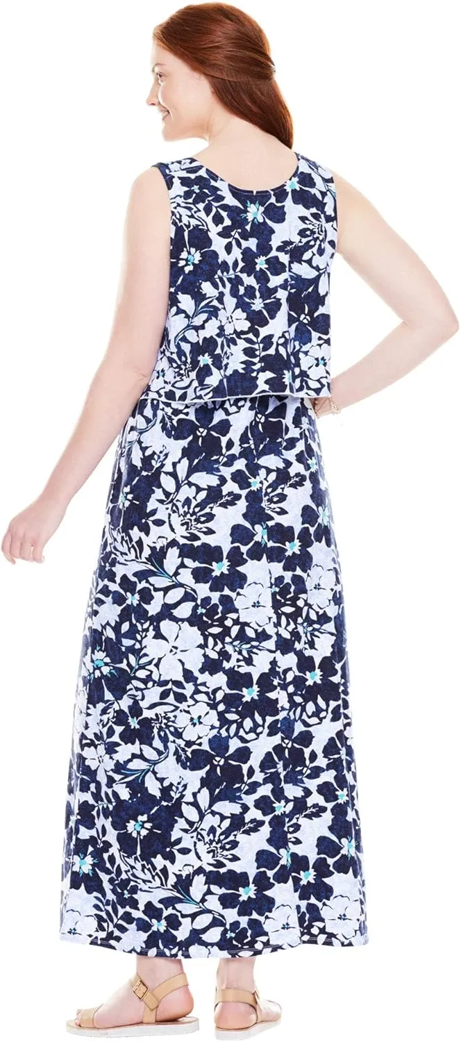 Woman Within Plus Size Layered Popover Maxi Dress