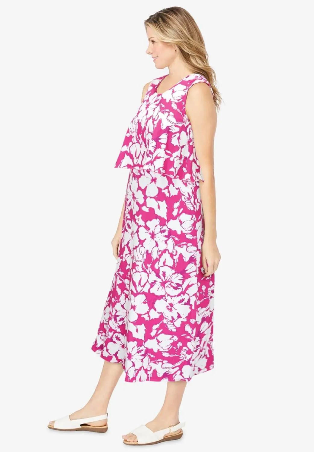 Woman Within Plus Size Layered Popover Maxi Dress