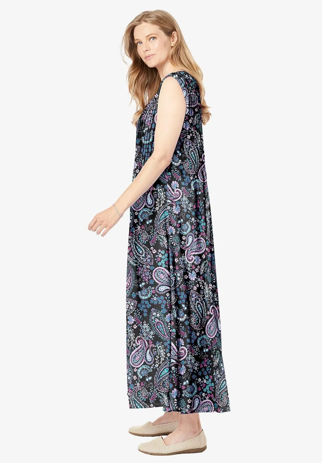 Woman Within Women's Plus Size Pintucked Sleeveless Dress