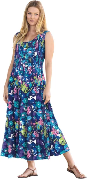 Woman Within Women's Plus Size Pintucked Sleeveless Dress