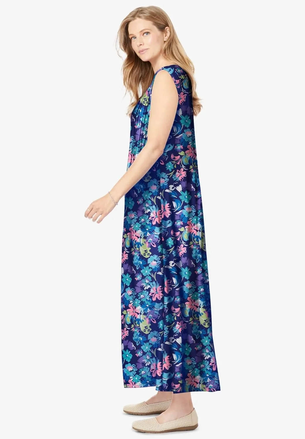 Woman Within Women's Plus Size Pintucked Sleeveless Dress