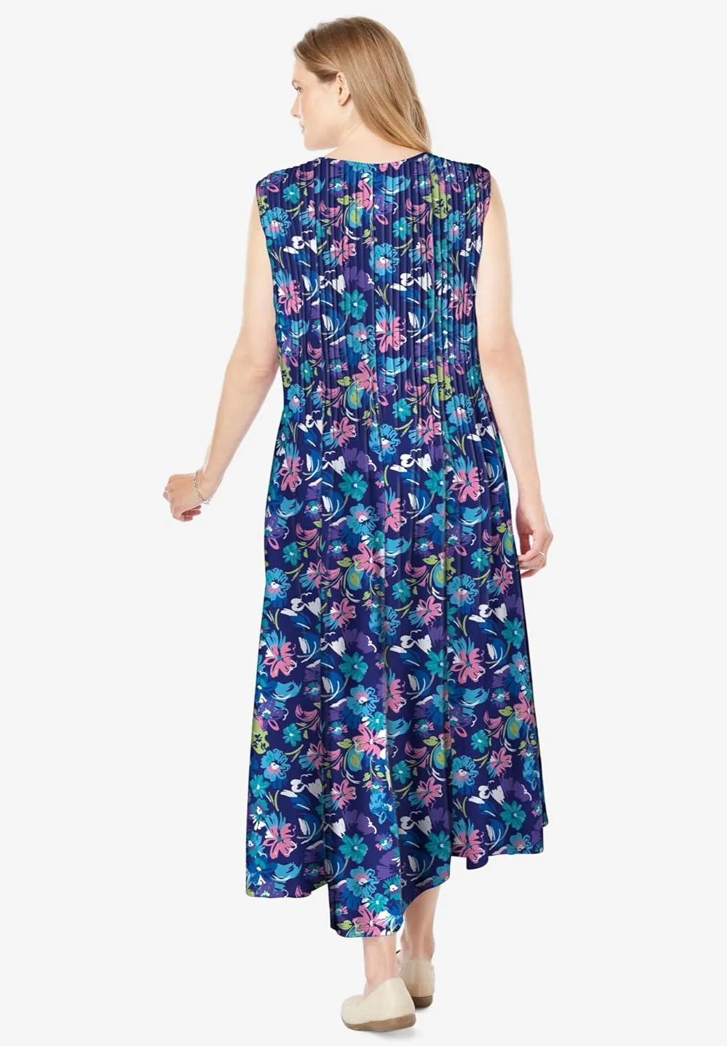 Woman Within Women's Plus Size Pintucked Sleeveless Dress