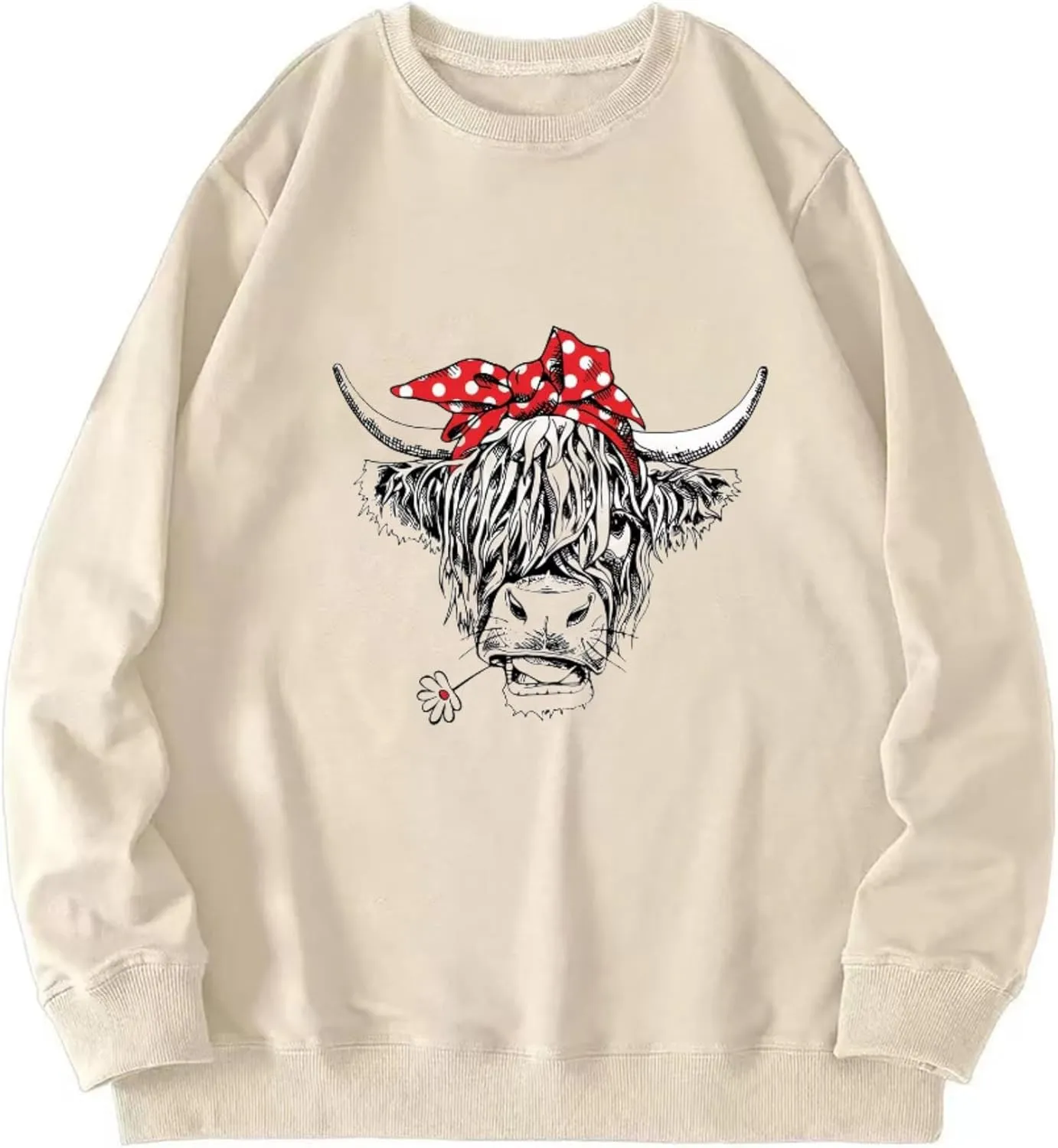 Women Cow Sweatshirt Funny Animal Graphic Long Sleeve Top Farm Life Pullover Western Cowgirl Casual Shirts