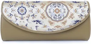 Women Leather Clutch Purses Retro Fashion Shoulder Bag Ethnic Clutch Bag with Chain