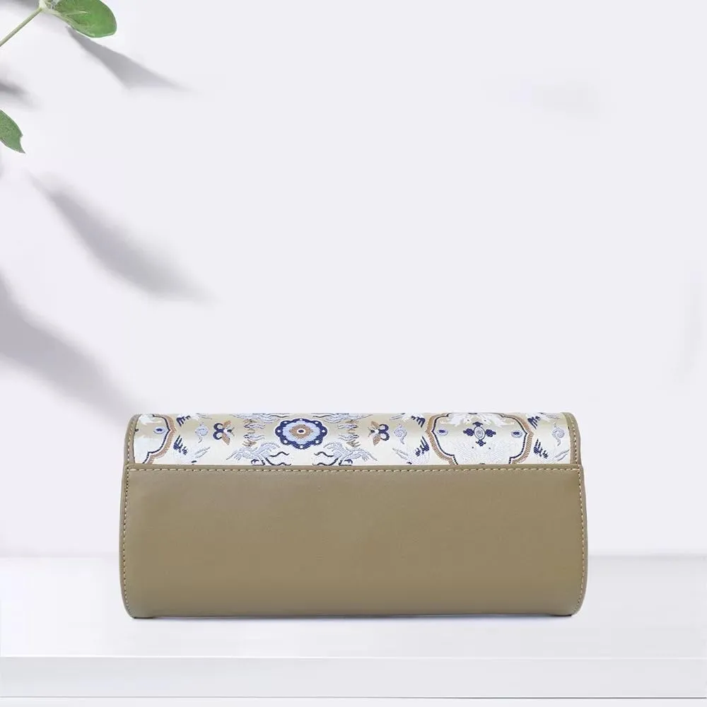 Women Leather Clutch Purses Retro Fashion Shoulder Bag Ethnic Clutch Bag with Chain
