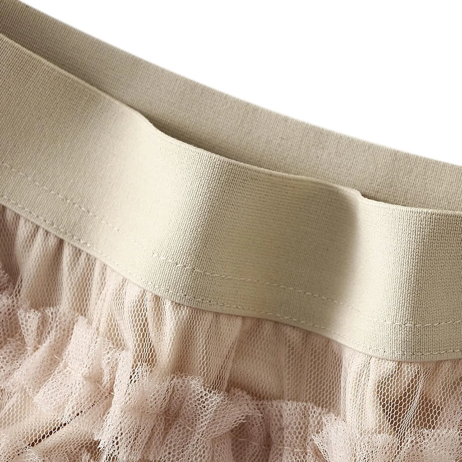 Women Long Tulle Skirt Elastic High Waist Floral Print Layered Mesh Skirts Fashion Party Club A Line Midi Skirt