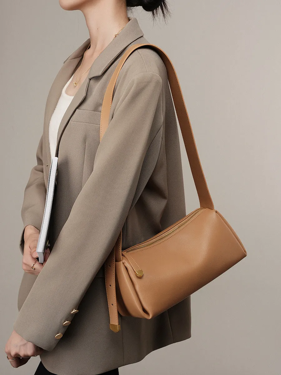 Women Soft Cowhide Minimalist Casual Shoulder Bag