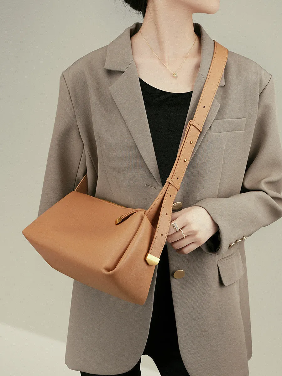 Women Soft Cowhide Minimalist Casual Shoulder Bag