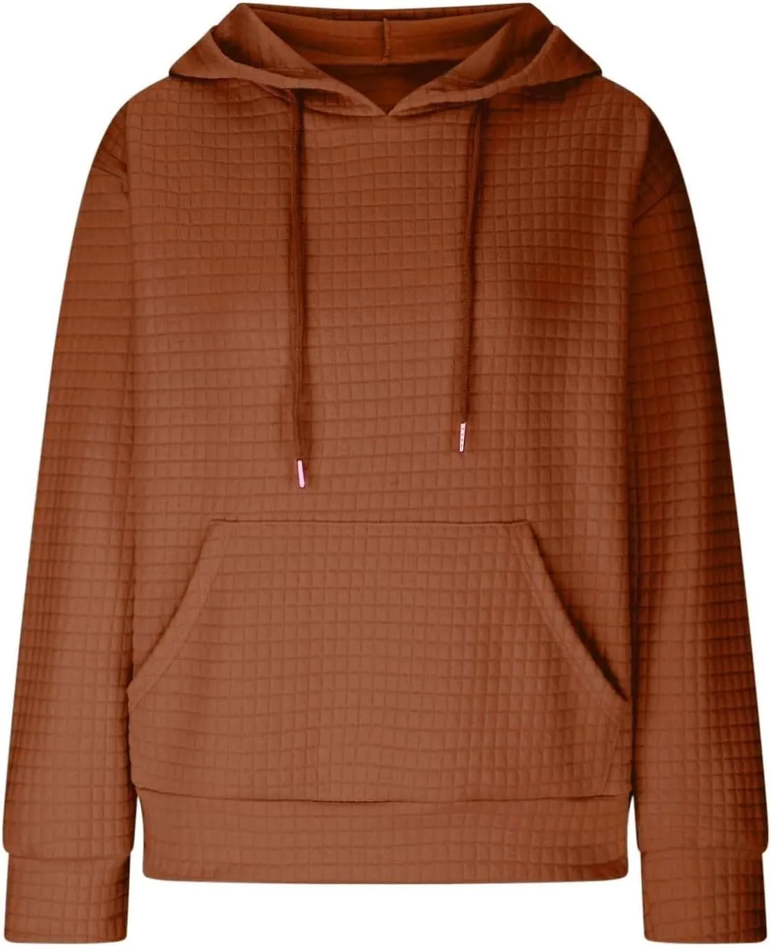 Women's Casual Drawstring Waffle Hoodies Sweatshirts Long Sleeve Pullover Tops with Pocket