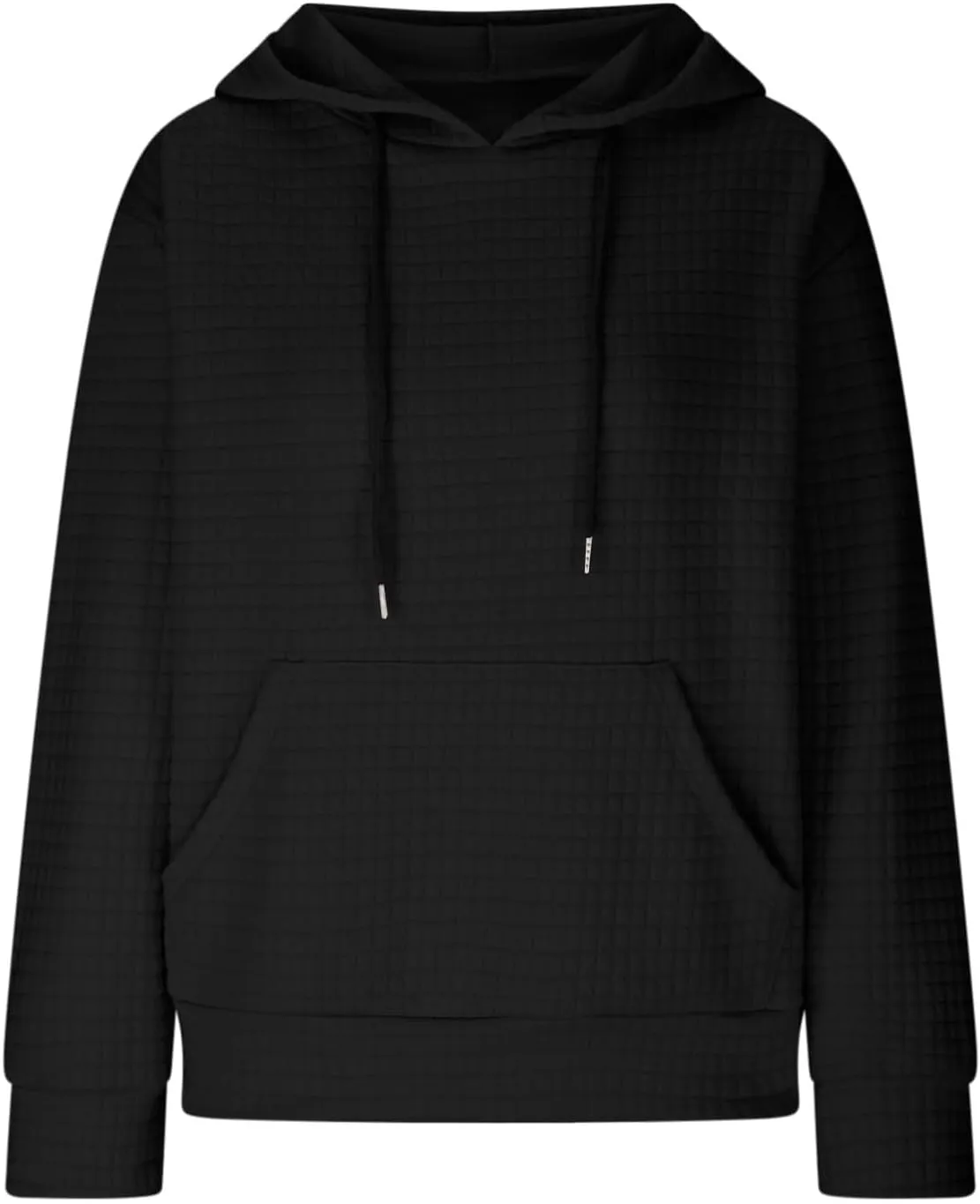 Women's Casual Drawstring Waffle Hoodies Sweatshirts Long Sleeve Pullover Tops with Pocket