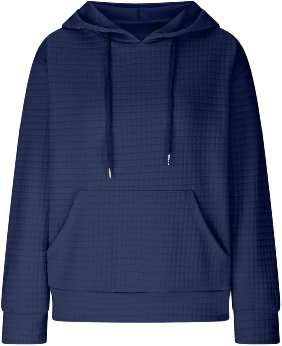 Women's Casual Drawstring Waffle Hoodies Sweatshirts Long Sleeve Pullover Tops with Pocket