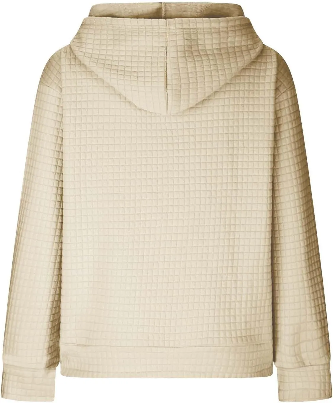 Women's Casual Drawstring Waffle Hoodies Sweatshirts Long Sleeve Pullover Tops with Pocket