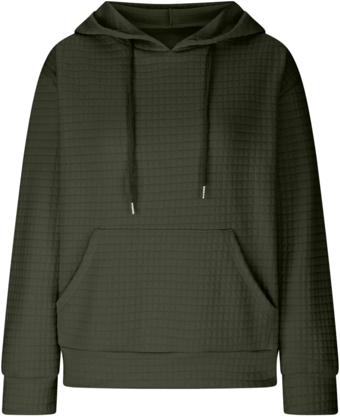Women's Casual Drawstring Waffle Hoodies Sweatshirts Long Sleeve Pullover Tops with Pocket