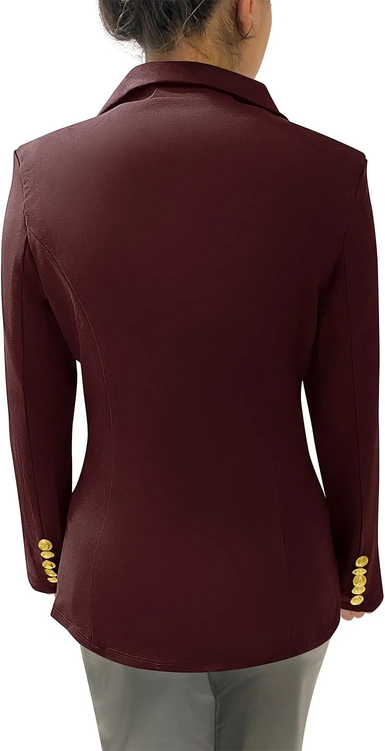 Women's Double Breasted Blazer with Luxe Gold Buttons, Elegant Blazer Jacket Suit