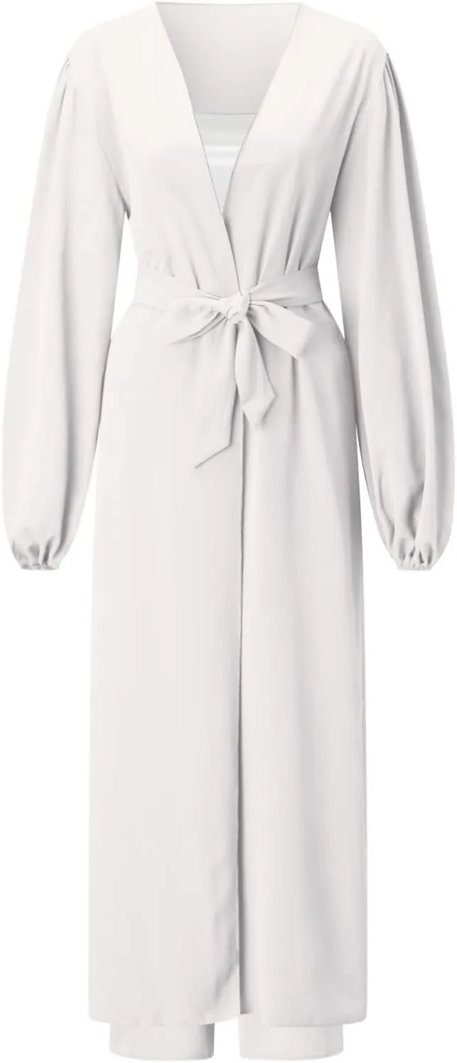 Women's Dressy Pant Suits for A Wedding Women's 3 Piece Set Casual Sexy Solid Color Womens Pant Jumpsuit (White, XXL)