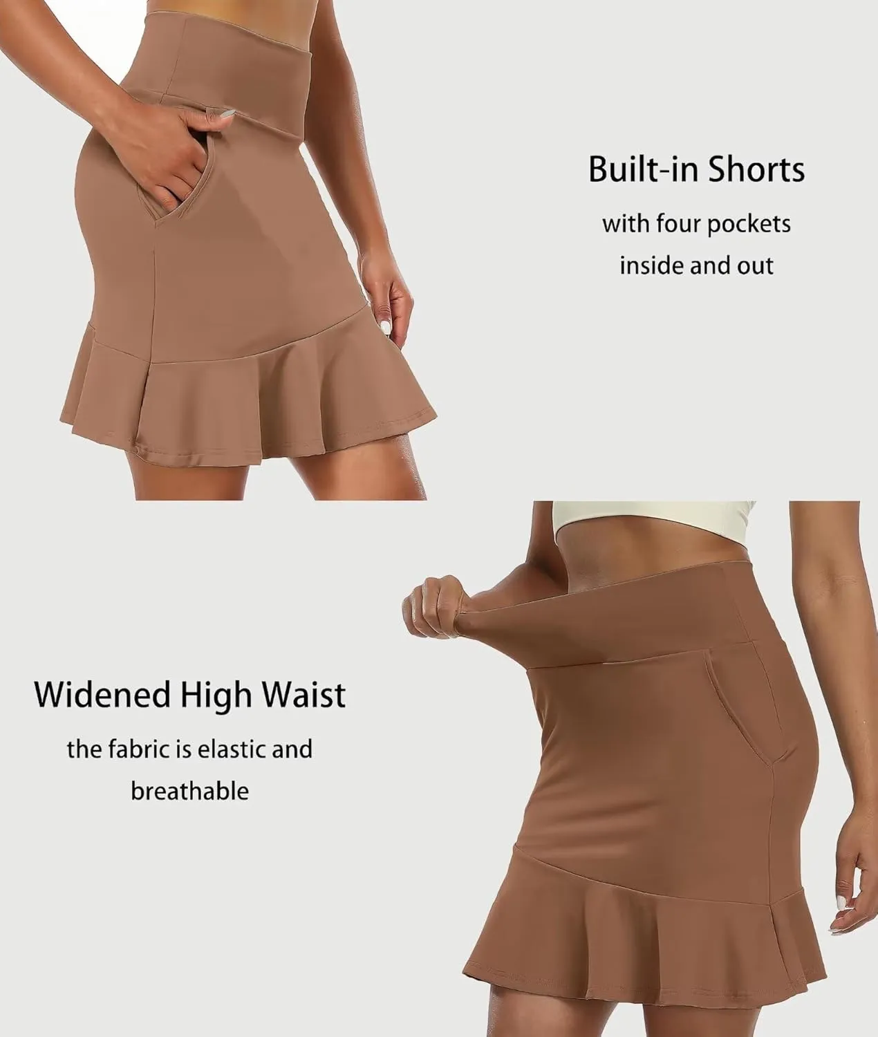 Women's Golf Skirts High Waisted Athletic Tennis Skirt with Shorts Knee Length Skater Running Casual Skort