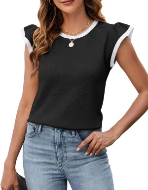 Womens Sleeveless Sweater Vest Ruffle Sleeve Hollow Out Knit Tank Tops Summer Crewneck Casual Shirts Pullover Cami Top 2025