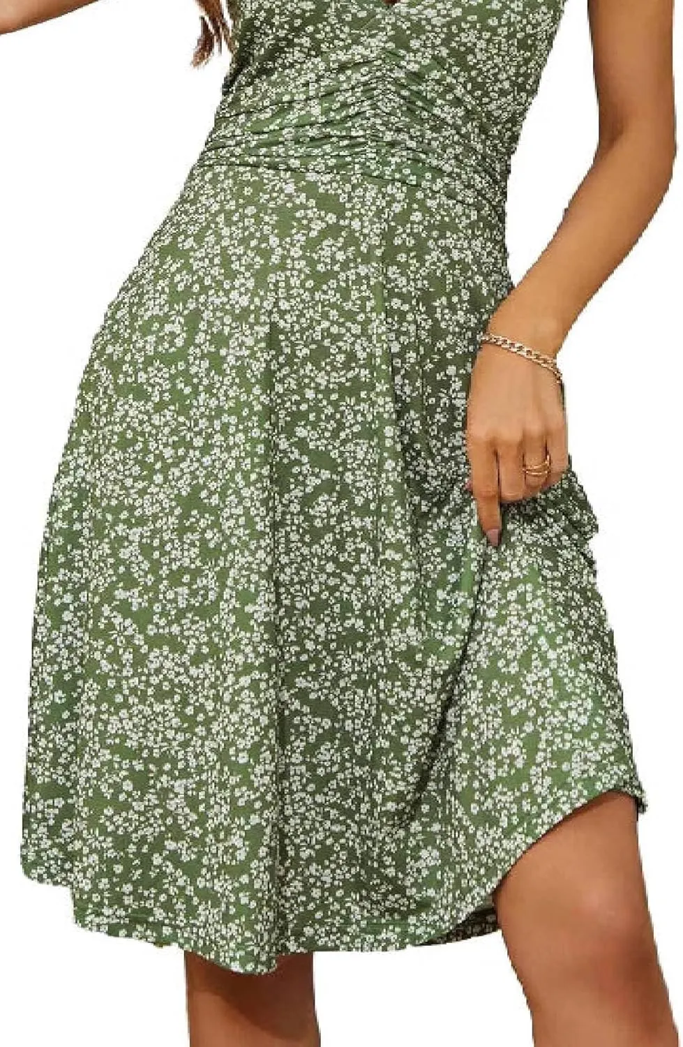 Women's Summer Sundress Sleeveless Halter Neck Spring 2025 Floral with Pocket Elastic Waist Ruffle Mini Dresses