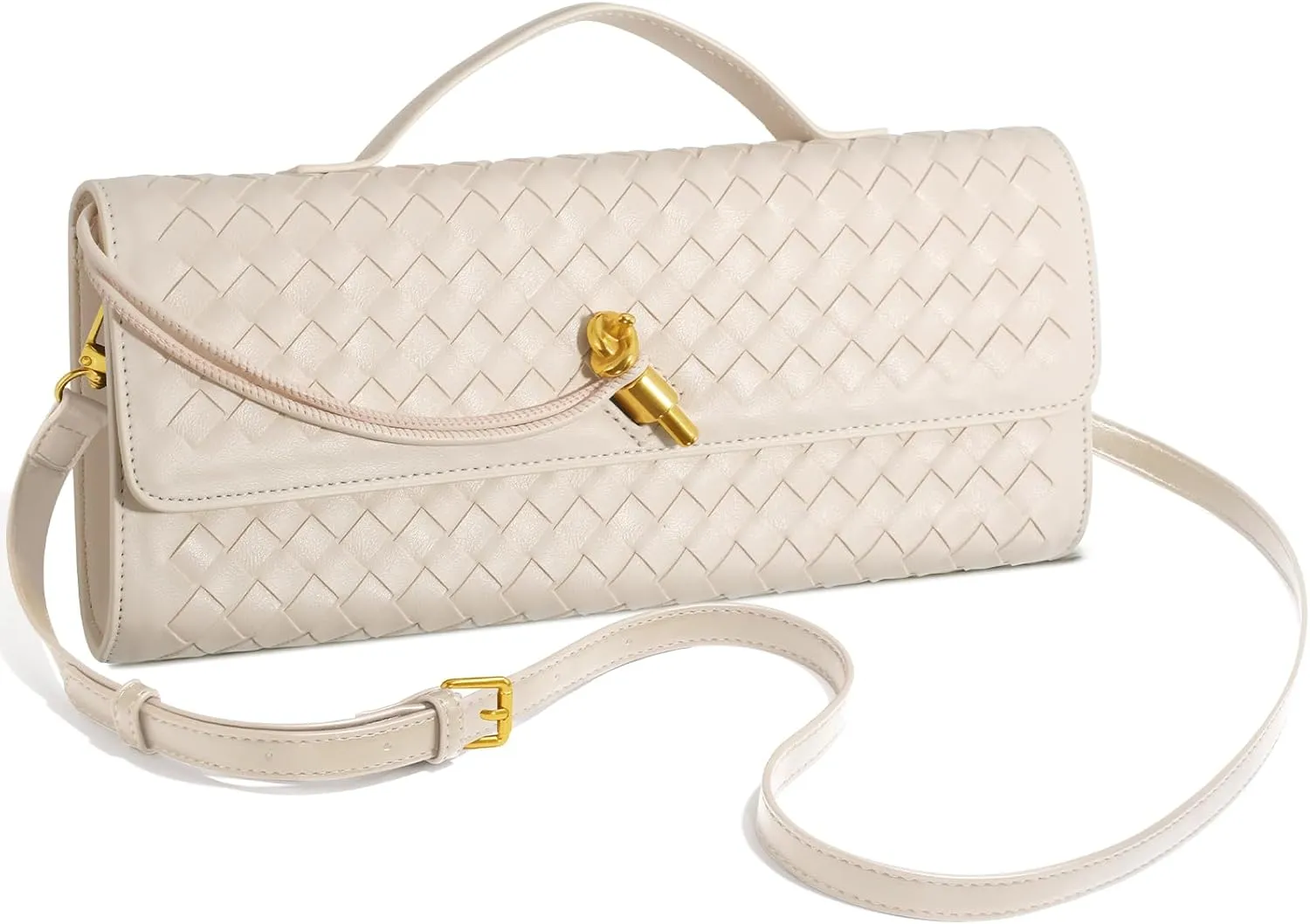 Woven Clutch Purses for Women, Formal Satchel Leather Evening Bag Shoulder Handbag